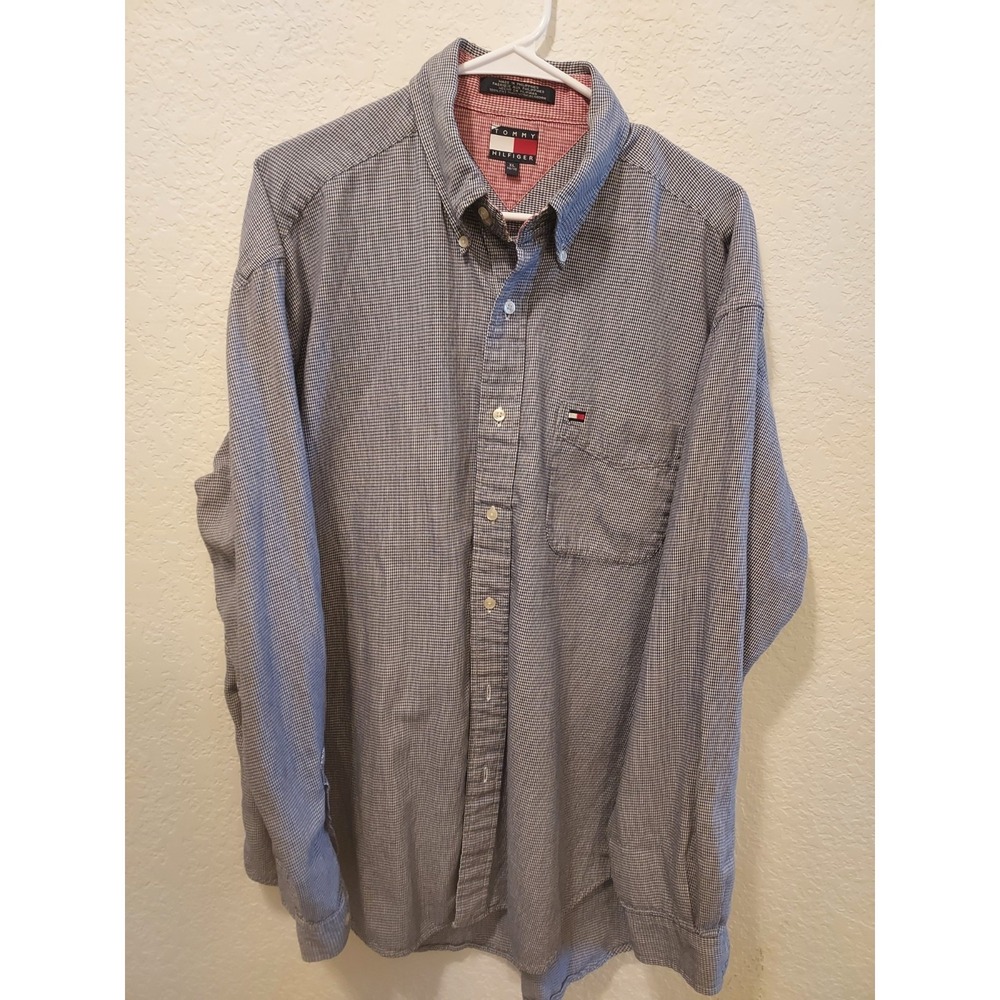VTG Tommy Hilfiger Mens Plaid Button Front Long Sleeve Oxford Shirt Size XL F420